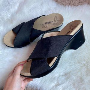 Umberto Raffini Dolce Black Wedge Sandals Size: 39